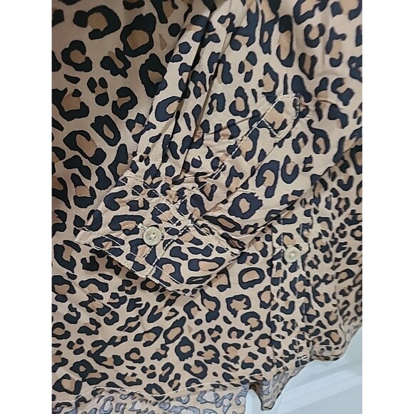 NWT Beach Lunch Lounge Blouse Leopard Animal Print Button Front Tunic L/S Shirt - Picture 4 of 8